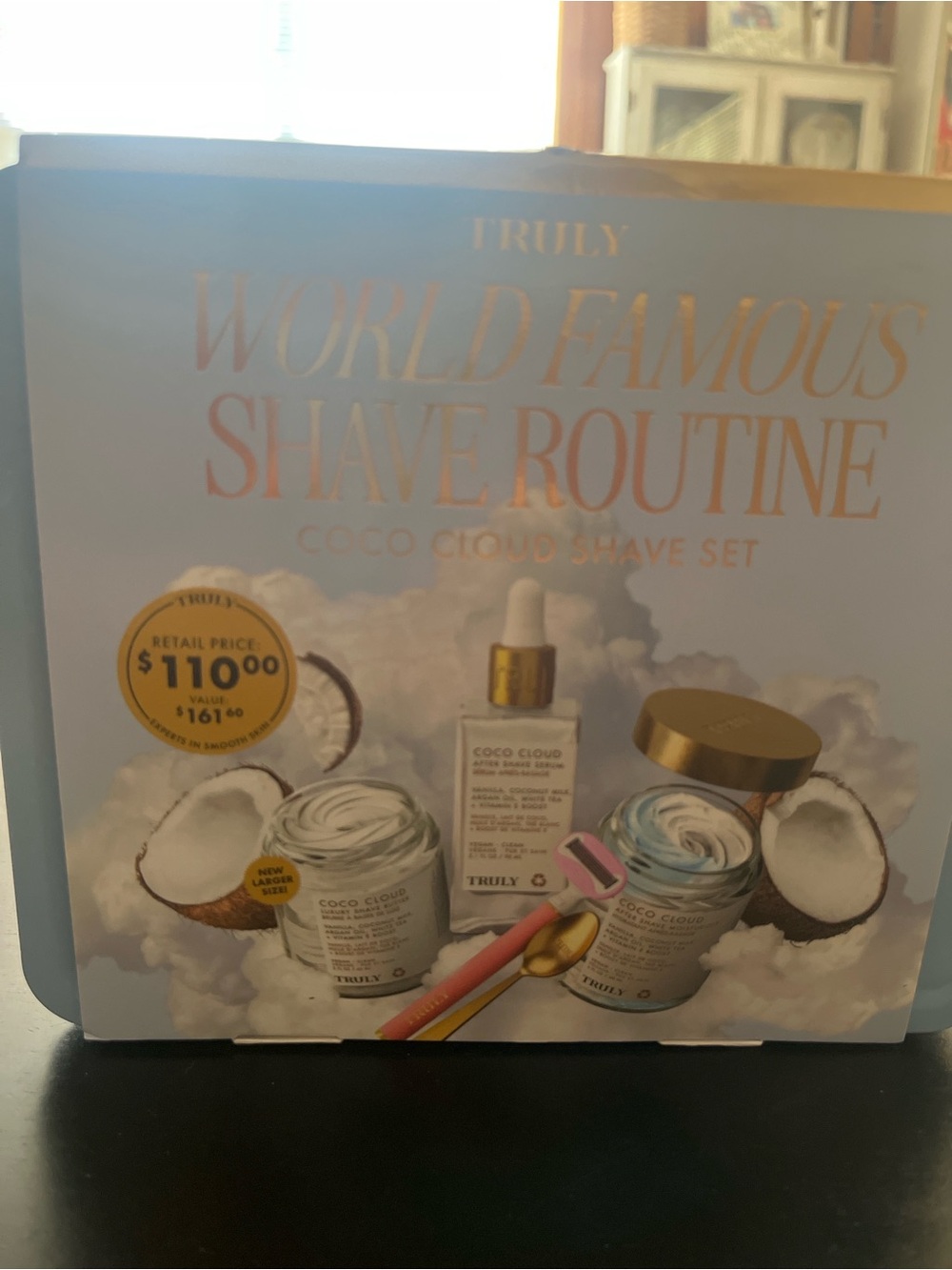 TRULY Coco Cloud Shave Routine Set - Light Blue and Gold Accents